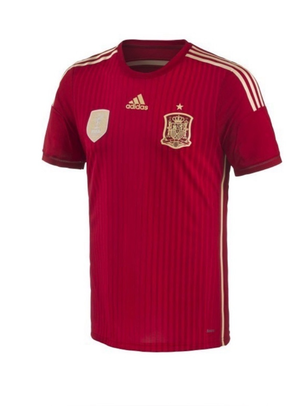ADIDAS SPAIN AUTHENTIC 2014/2015 HOME JERSEY YOUTH SIZE EXTRA LARGE, RED & GOLD